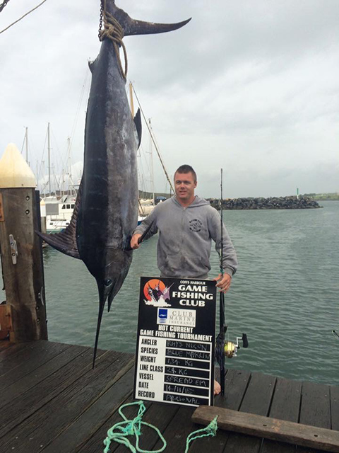 ANGLER: Rhys Nixon SPECIES: Blue Marlin  WEIGHT: 134kg LURE: JB Lures, 13" Smoking Gun.